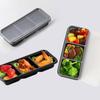 MiniMood Disposable Lunch Boxes, 3-Pack, 600ml, 50-Piece Set, Black, with Clear Lids, Microwave-Safe, for Lunch Delivery, Dishware, and Storage (22x9.