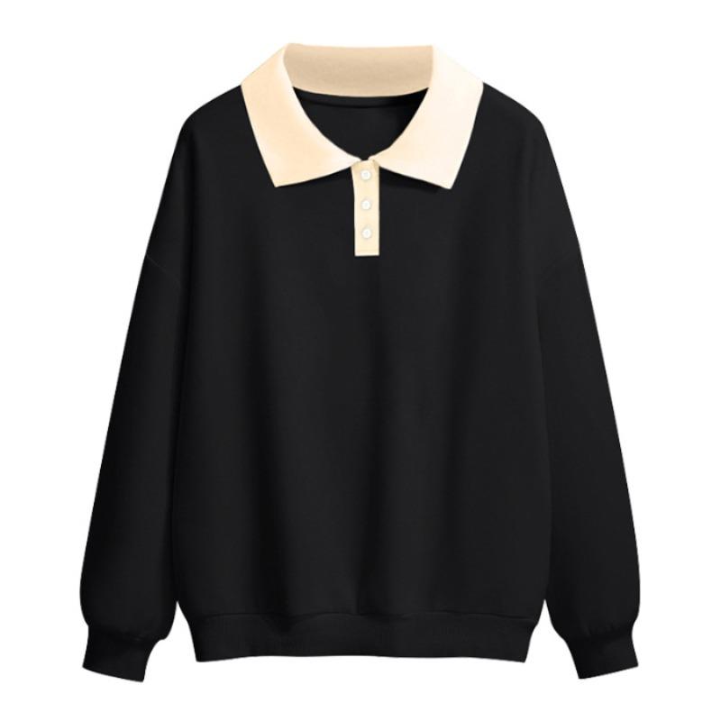 

A7 #3g compound contrasting color lo shirt loose and thin autumn and winter women s sweater blank version (starting from ten pieces) 2XL чорний