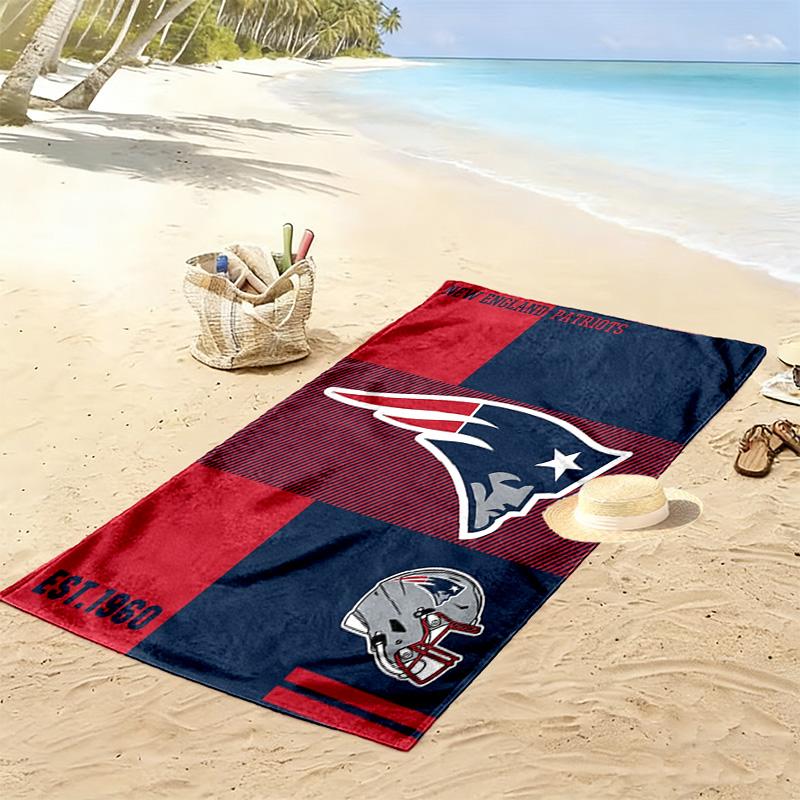 New England Patriots Logo Aufdruck Strandtuch, Großes Weiches Schnelltrocknendes Handtuch für Strand Camping Schwimmen