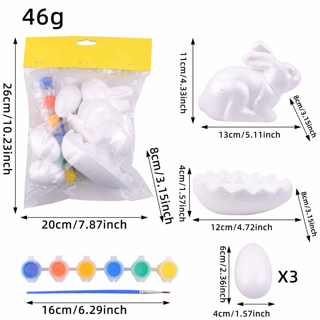 Easter Egg Decorating Kit Easter Painting Kit with 6 Colors Paints Paintbrush Diy Foam Egg for Handmade for Easter