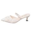 Xiaoxiangfeng Pointed Head Thin Heel Bag Head Sandals Women's Outer Wear In Spring 2025 New Shallow Mouth One Pedal Evening Slippers