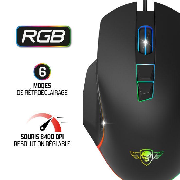 Spirit of gamer – pro-mk5 – pack gaming 3 en 1 – clavier rgb anti-ghosting / souris 7 boutons rgb 6400 dpi / tapis inclus/ pour pc