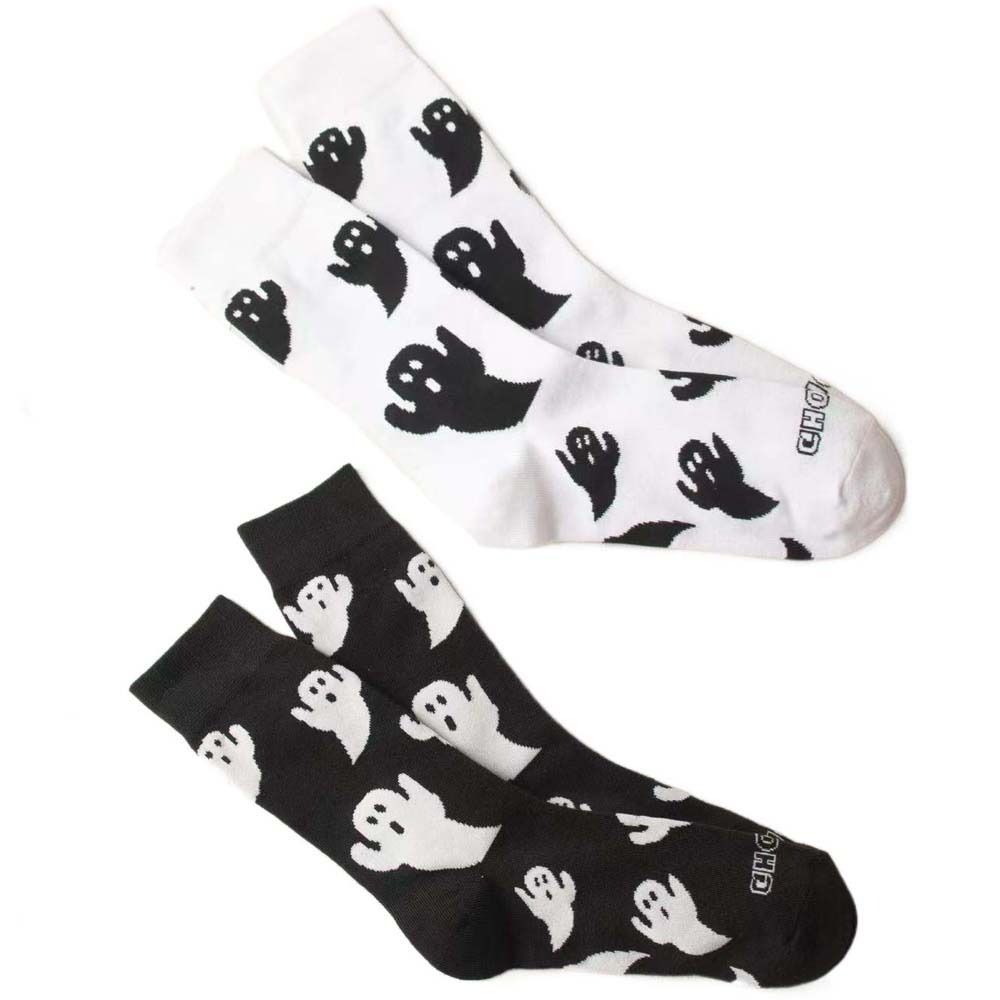 Streetwear Halloween Ghost Socks Cartoon Mid-Calf Socks Sweat Absorbent Socks Women  Students