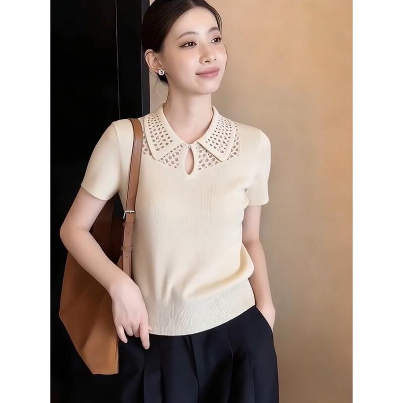 La Chapelle Women's 2026 Summer Ice Cool Hollow Knit Top