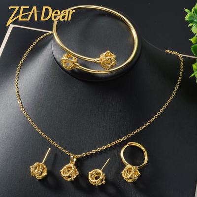 ZEADear Bride Zircon Sets Gold Plated Earrings Necklace Bracelet Ring Chain Bohemia Pendant Bridal Gift Engagement Anniversary