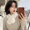 Korean Version of The New Soft Waxy Rex Rabbit Hair Scarf Women's Ball Cute Winter Thickened Warm Rabbit Fur Scarf White