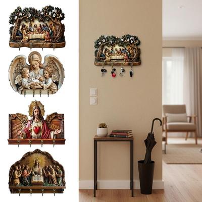 1pcs Scene Of Jesus The Last Supper 2D Flat Wooden Wall Wooden Pendant Decorat Home Ornaments Figurine Creative Christian D E7W7
