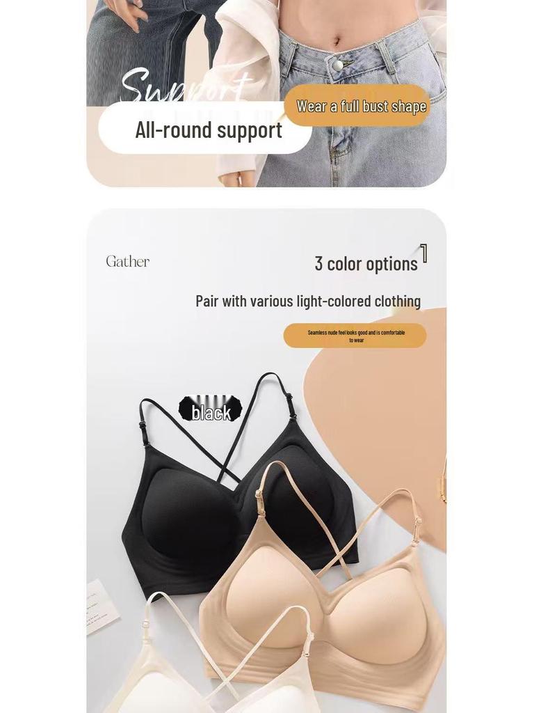 Seamless Wireless Jelly Bra with Breathable Thin Straps for Women's Back Support