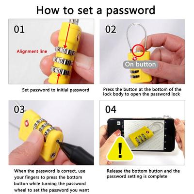 Creative Cabinet Locker Travel Luggage Password Lock TSA Customs Code Lock Contrast Color Padlock 3 Digit Combination Lock