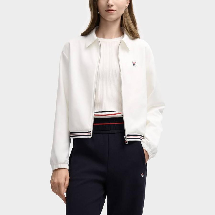 FILA Heritage Fw25 Brand Logo Fashion Casual Woven Polo Long Sleeve Jacket Women jackets F11W548709F-WT