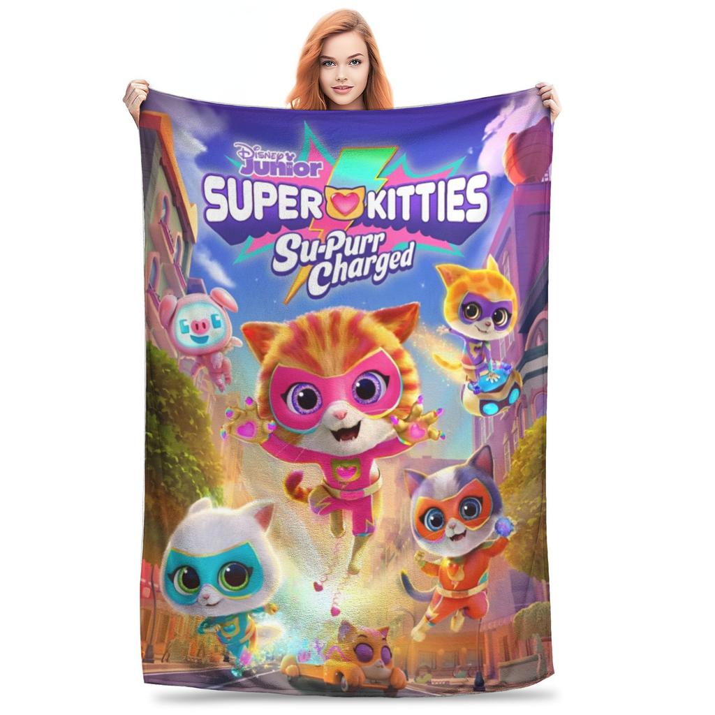 Super Kitties Gatti Coperta Caricata Battaglia Avventure Lana Fantastica Calda Coperta Ponderata per Letto Divano Decorazione Tessile Divano