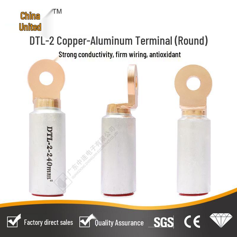 DTL-2 Round Copper-Aluminum Pin Terminal Lug - Tin Plated Purple Connector
