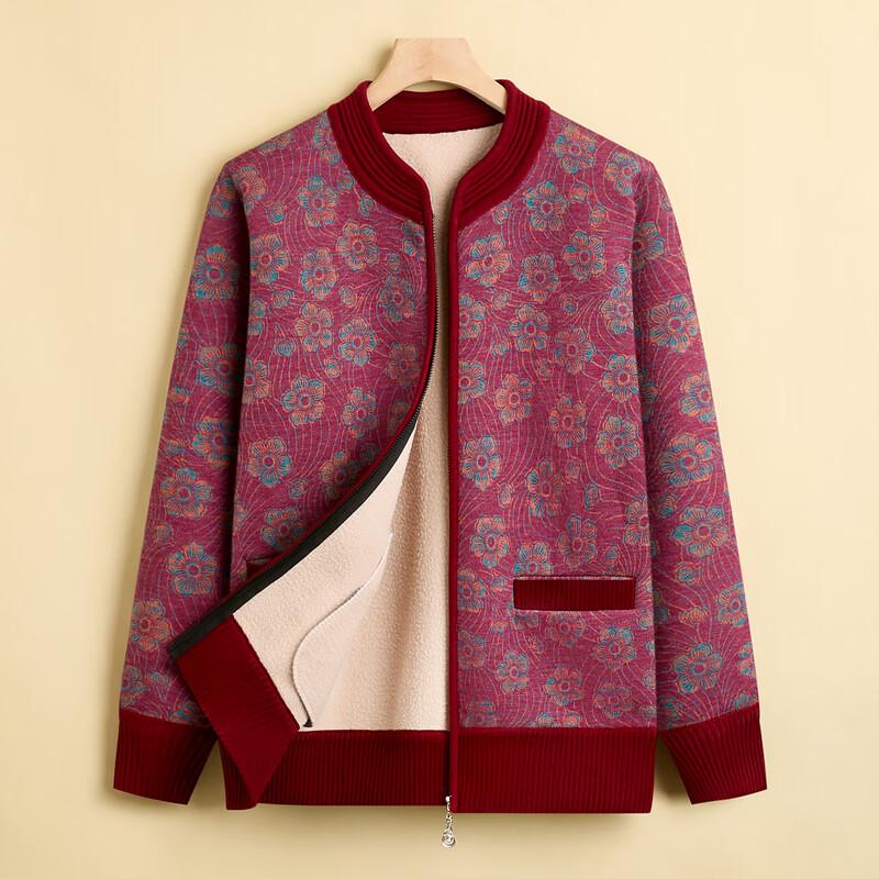 YUZHAOLIN Women's Plus Velvet Thickened Sweater Cardigan