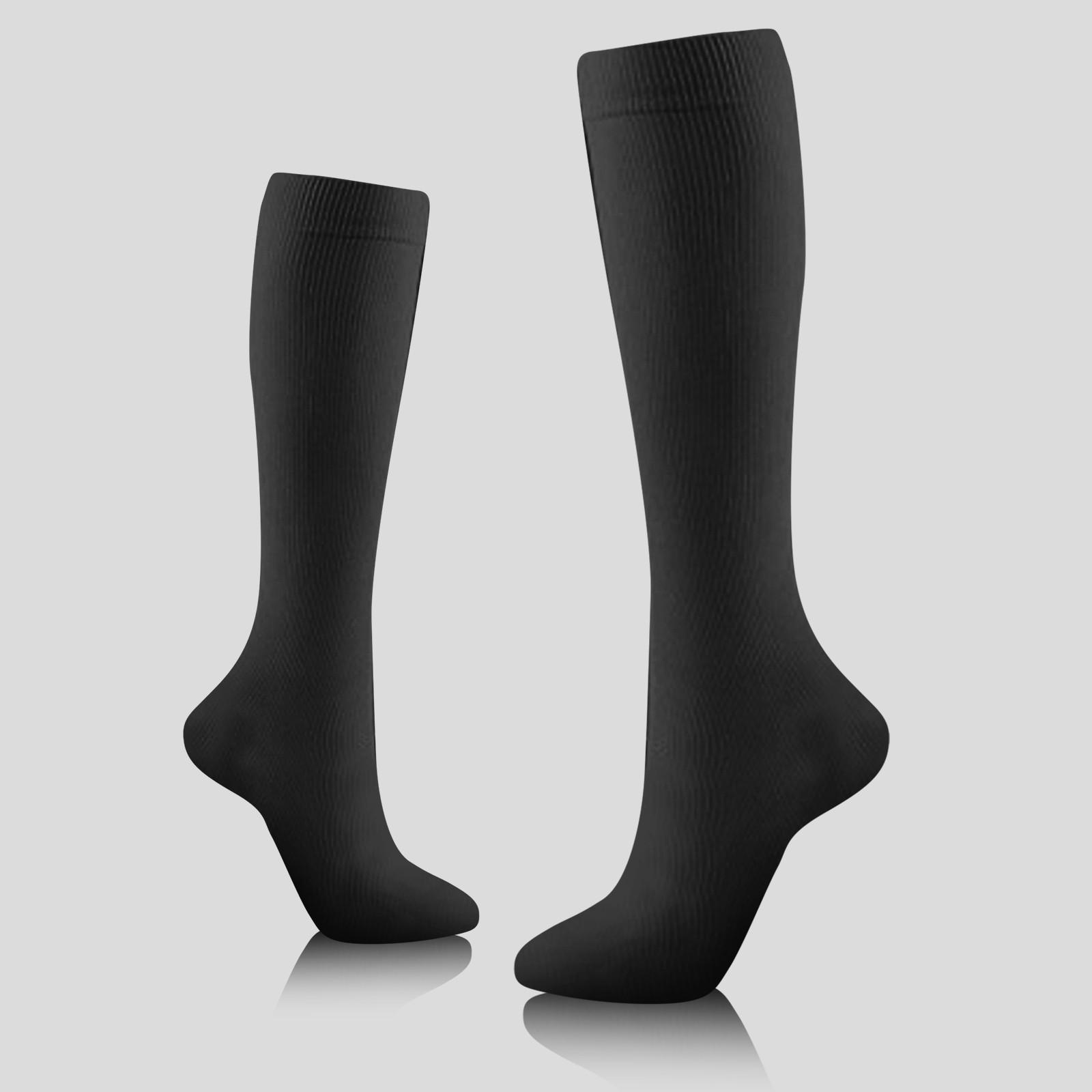 

Мужские и женские однотонные нейлоновые длинные компрессионные носки для занятий спортом на открытом воздухе L чёрный