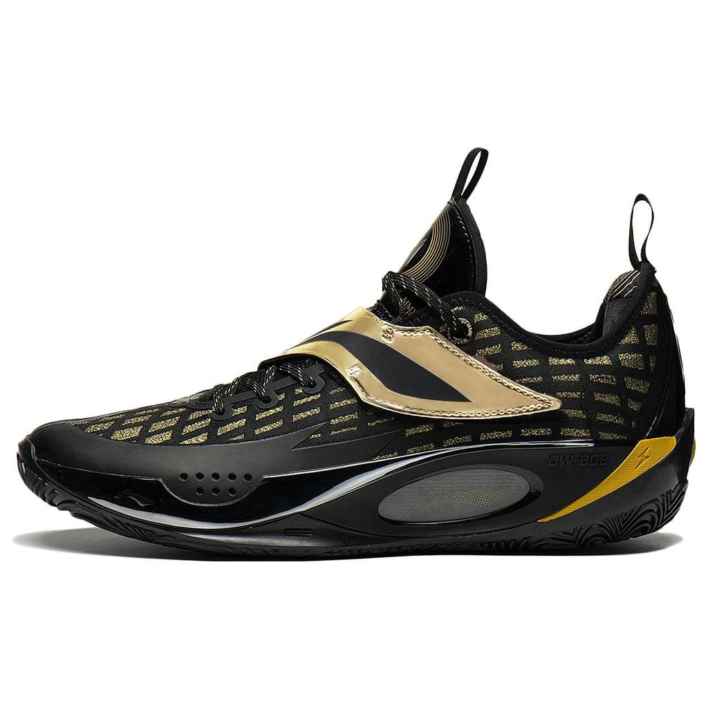 New LiNing Wade 808 2 Cushioning Anti Slip And Wear Resistant Low Top Basketball Shoes Black Gold ABPT017-2