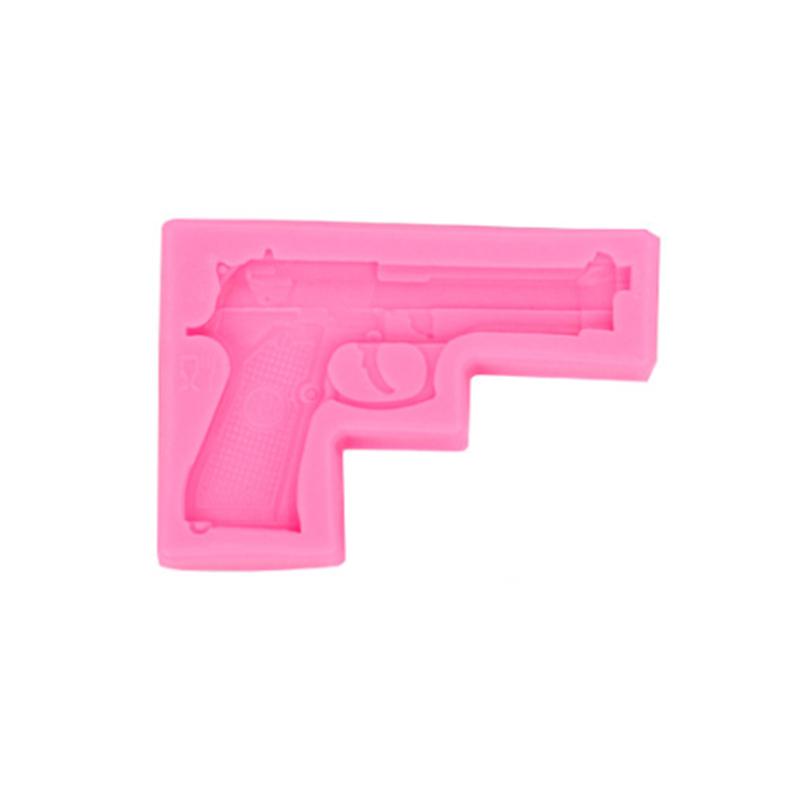Embossed 3D Gun Shape Silicone Biscuit Chocolate Mold Pistol Toy Pastry Epoxy Resin Mold Kitchen for Cake DIY Baking Accessories