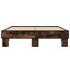 Bed Frame Smoked Oak 140 X 190 Cm Wood Based Material and Metal