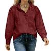 Long Sleeve Button Down Shirt for Women with Floral Embroidery Loose Fit Blouse Casual Collar Top for Daily Wear