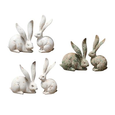 2x Rabbit Figurines Decorative Home Decoration Collection Garden Decoration Resin Statue for Room Windowsill Courtyard Office