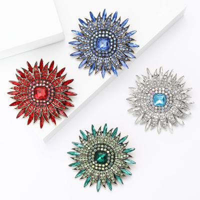 Fashion Alloy Rhinestone Sunflower Brooch Elegant Luxury Women'S Dress Cardigan Brooch Ornament Pin
