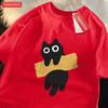 Adaptive Tape Cat Cartoon Printprint Mans Tee Clothing Cartoon Comfort Tshirt Round Neck Tshirts Retro Sxxxl Half Sleeve