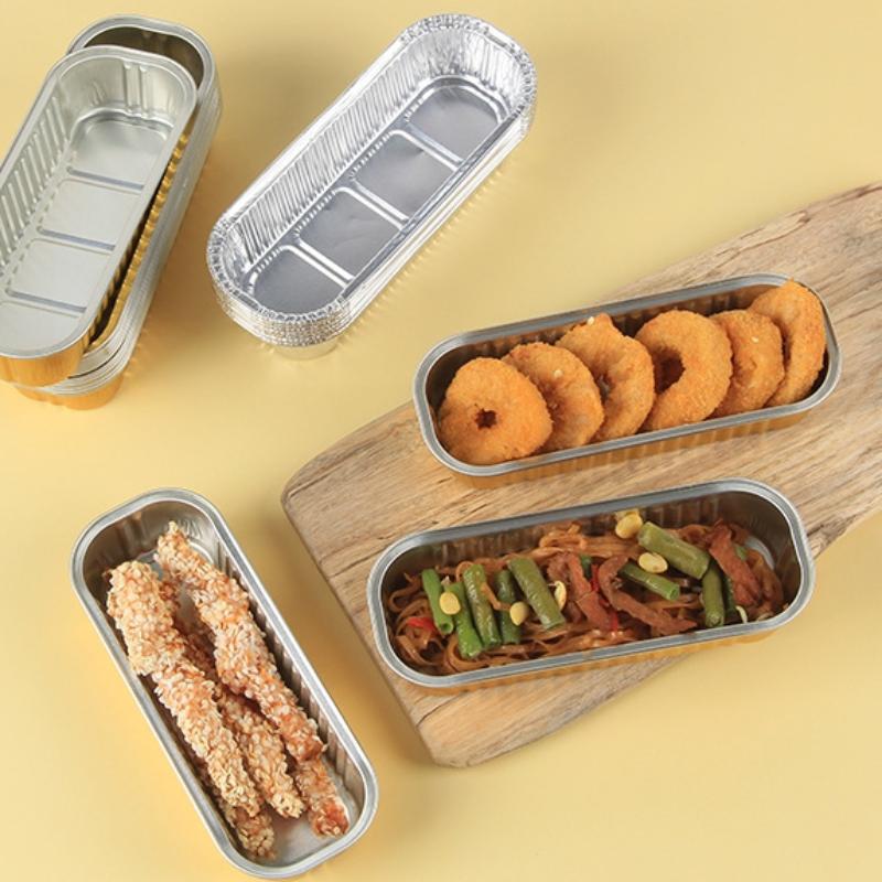 20Pcs Multi Style Mini Foil Bread Tray Rectangular Disposable Food Packaging Container, Pancake Cake Baking Mini Cake Box.