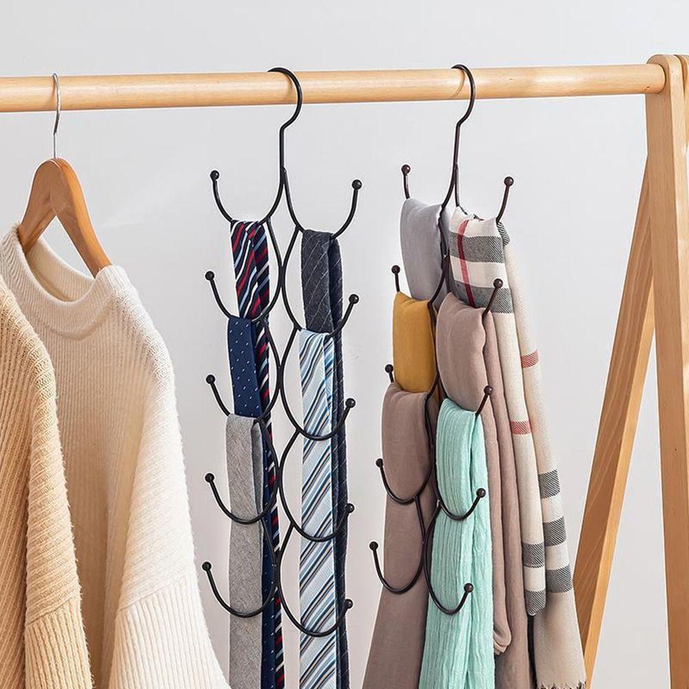 2Pcs Space Saving Belt Scarf Storage Hanger Metal Scarf Tie Rack Multi-layer Scarf Hanger  for Home