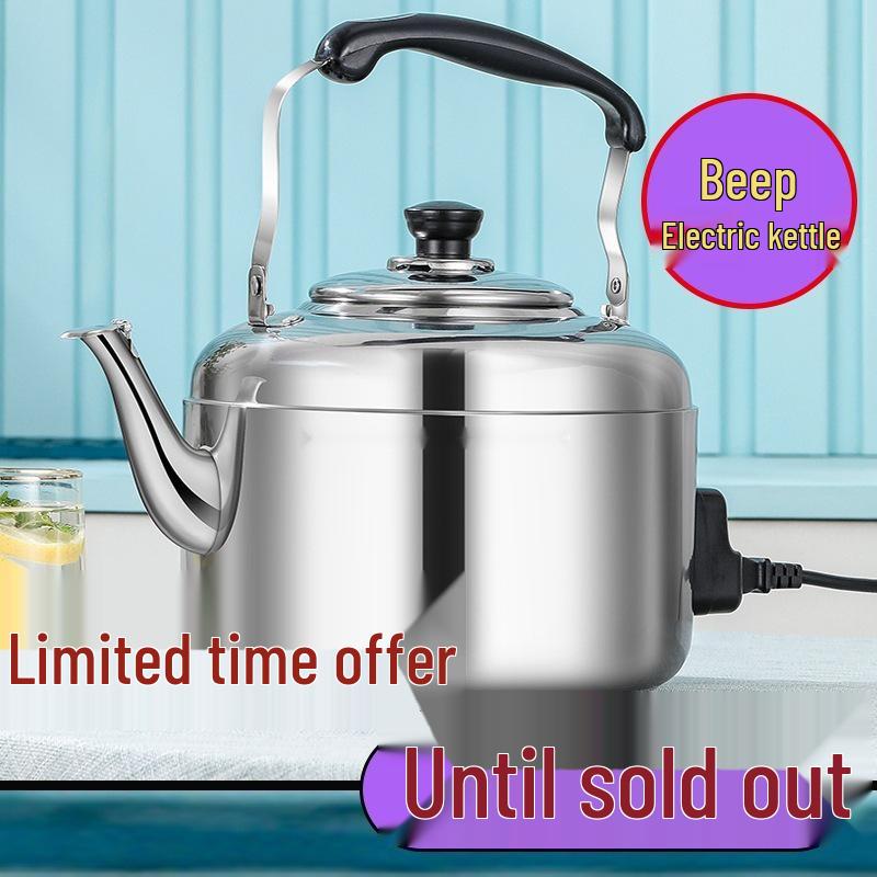Stainless Steel Electric Kettle with Whistle - Large Capacity Hot Water Heater for Household Use