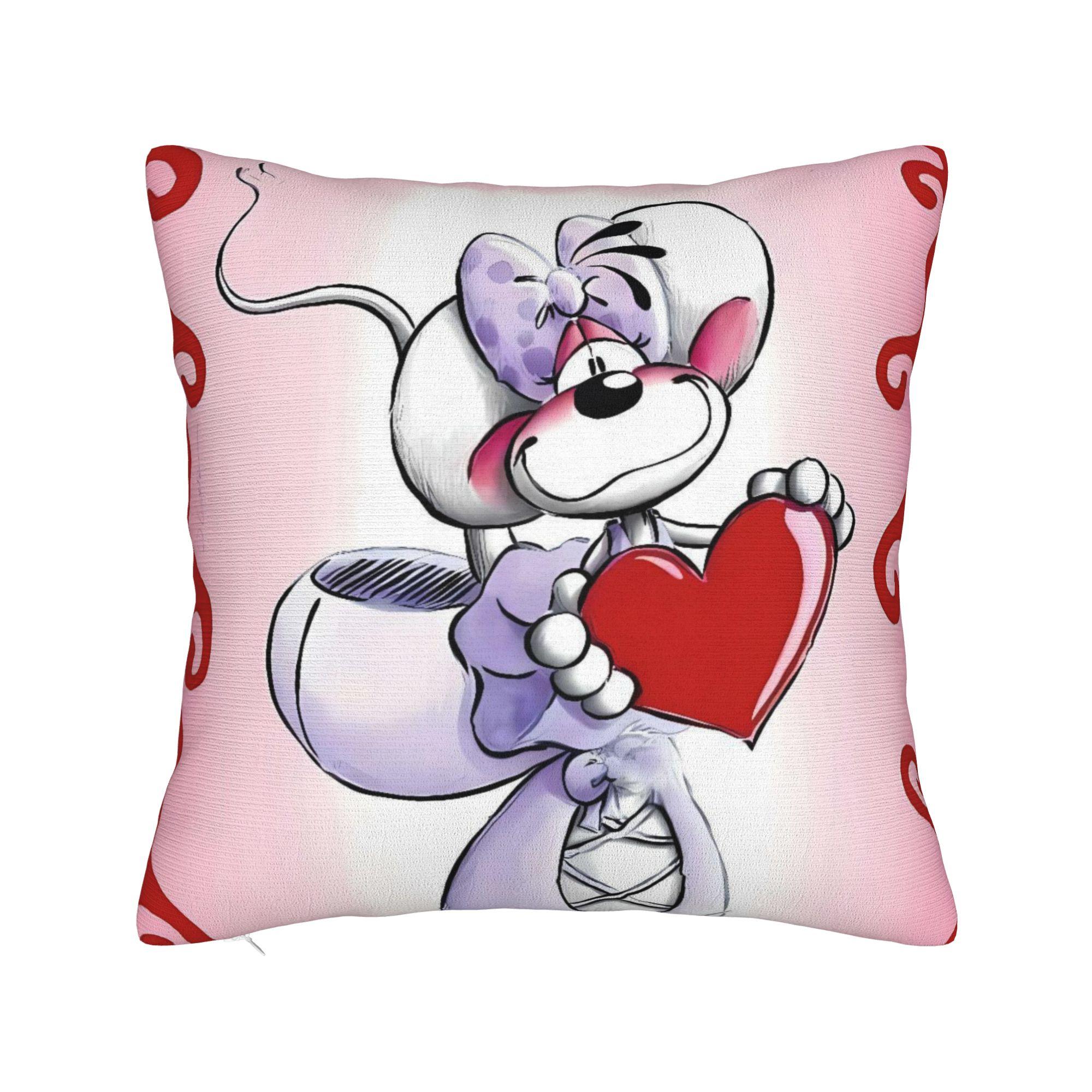 

Diddl Diddlina Fall in Love Pillow Case Novelty Pillow Cover Square Pillowcases For Sofa Home Decor 16x16Inch