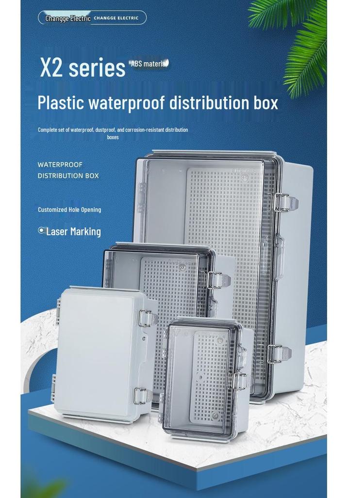 Outdoor X2 Waterproof ABS Junction Box with Transparent Cover
