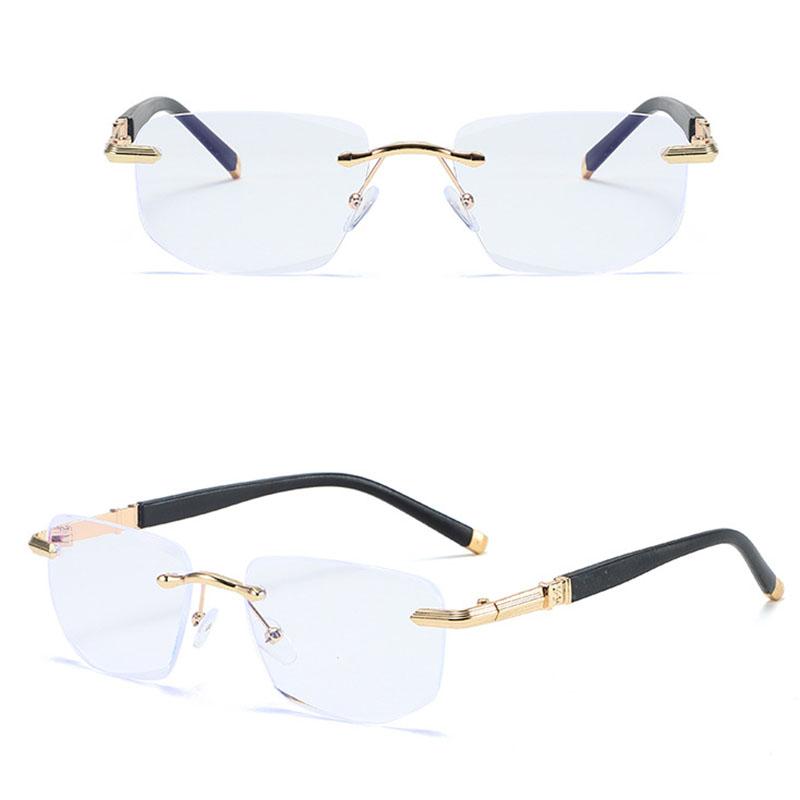 Ultra Light Frameless Cutting Glasses Women Men Metal Frame Rectangle Fashion Glasses