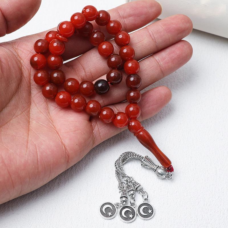 Unisex 33-Bead 10mm Tasbih: Middle Eastern Muslim Prayer Beads