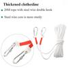 20M White Clothes Drying Rope with Steel Wire Core Thicken 8MM Hanging String Windproof Clothes Drying Rope for Camping Outdoor