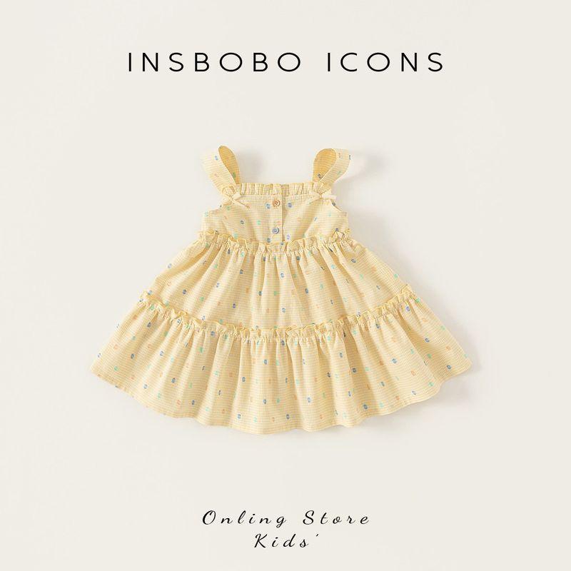 Insbobo Girls  Dress Kidsren s Skirt 2026 Summer New Style Baby Girl Polka Dot Skirt Summer Style Baby Kidsren s Clothing Yellow 80
