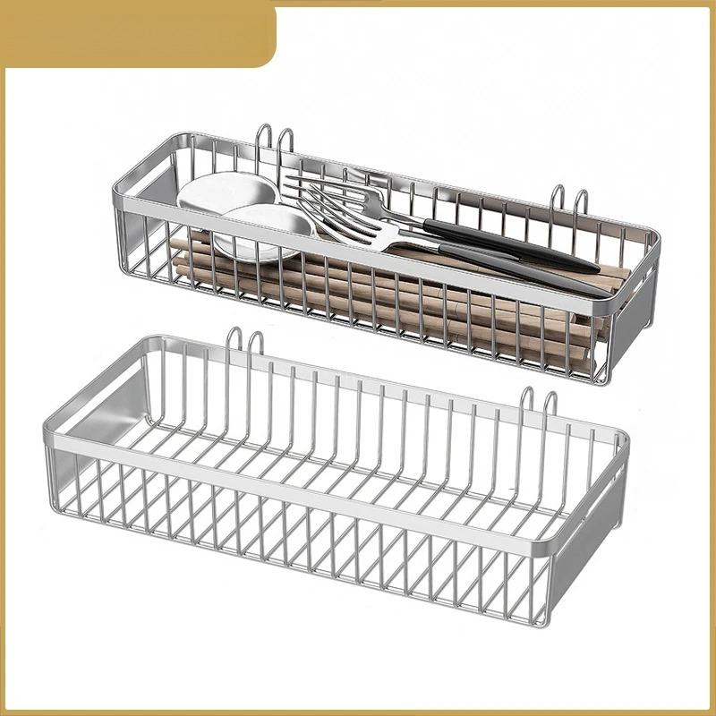 Hanging Cutlery Holder Drainer Spoon Fork Chopsticks Storage Basket Rack 304 Stainless Steel Tool Organizer,Kitchen Accessories