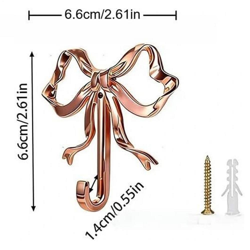 1PC Bow Hanger Brass Bow Shape Wall Hook Retro Gold Bow  Hook For Clothing Bathroom Bedroom Porch Hanging Hooks Decoration