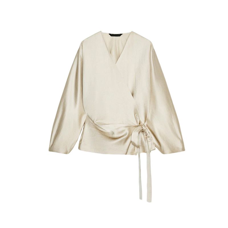 Autumn New Women's Clothing Minimalist Style Linen Blend V Neck Long Sleeves Double Breasted Bowknot Decoration Shirt 8275030