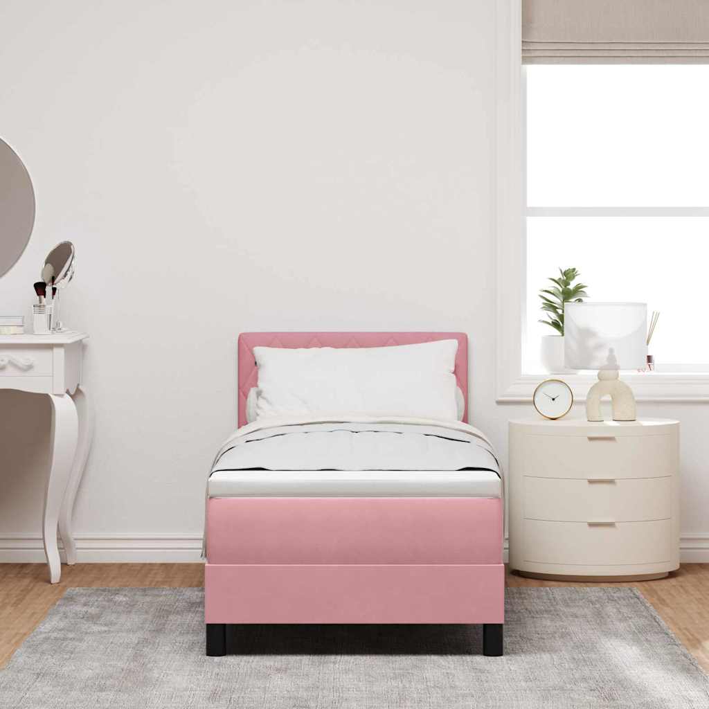 Box Spring Bed with Mattress and Headboard Pink 80 x 200 cm Velvet
