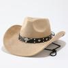 Western denim style big edge hat Tibetan top hat bull head accessories autumn and winter jazz hat, new suede hat