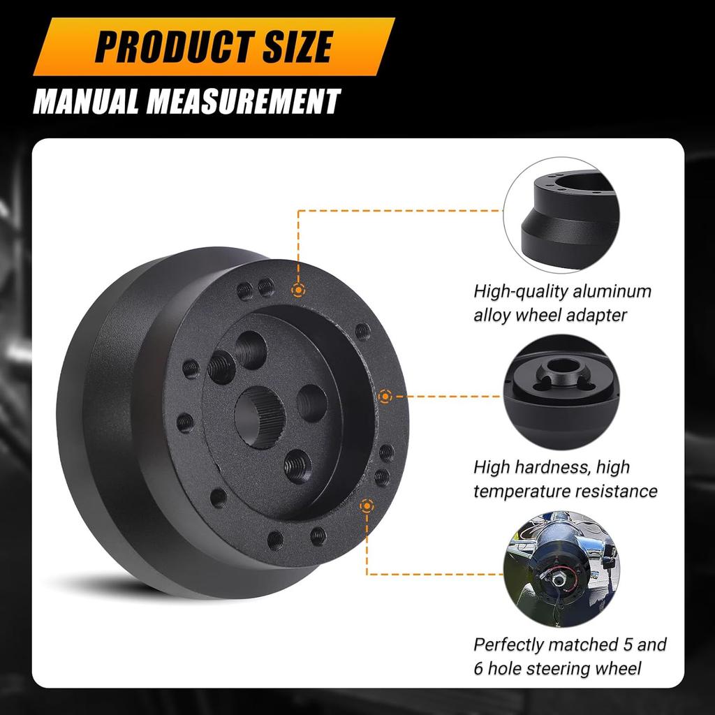 5 & 6 Hole Steering Wheel Hub Adapter For GMC Chevy Pontiac Cadillac Truck Pickup (Black)
