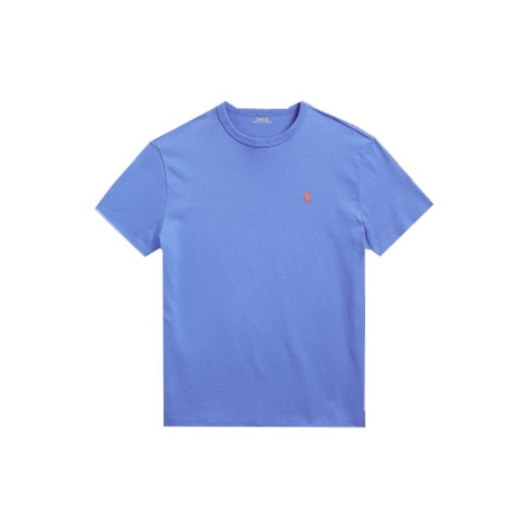 

Polo Ralph Lauren SS23 Однотонная футболка с вышивкой маленького пони, с круглым вырезом и короткими рукавами, мужская футболка, синяя, MNPOTSH1N821721-510 L