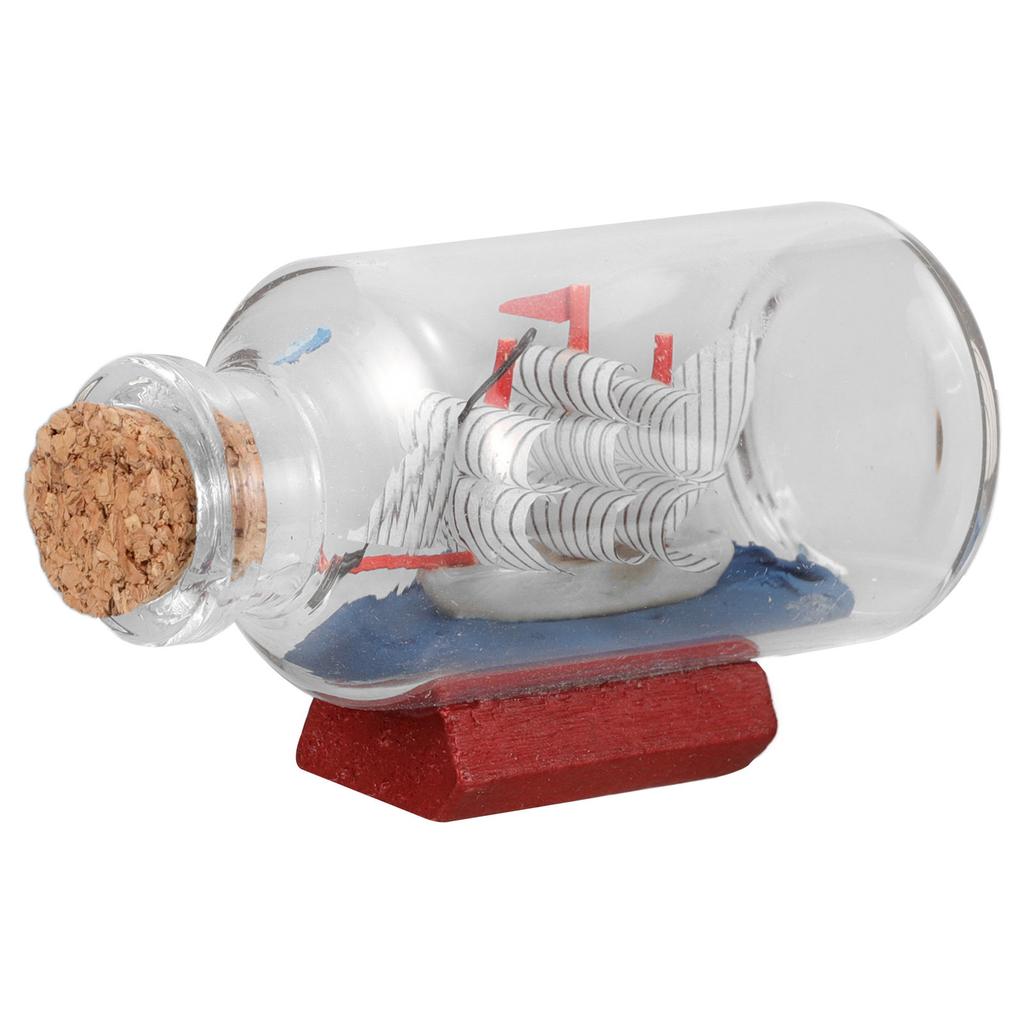Glass Drift Bottle Ocean Theme Desk Ornament Nautical Home Decor Ship in A Bottle Handcrafted Unique Keepsake for Office Living