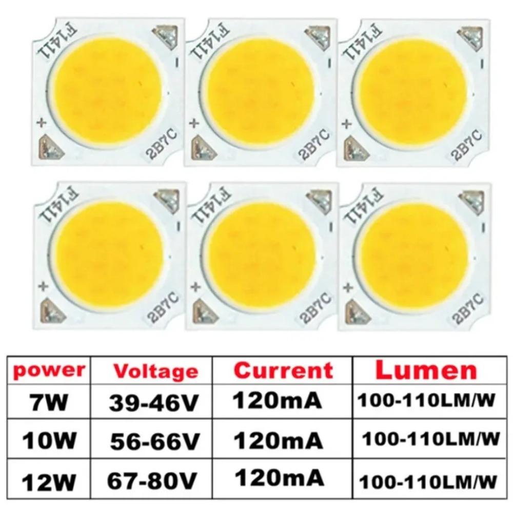 10pcs COB LED Chip 7W 10W 12W 11mm Light Emitting Surface 3000K 4000K 6000K LED Lamp Beads Spotlight Downlight Lamp Light Source