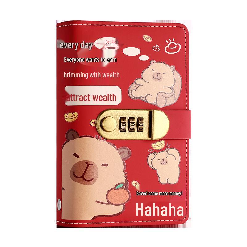 Kapybara 2025 Zámek na heslo Peněžní desky A6 Album pro finanční řízení