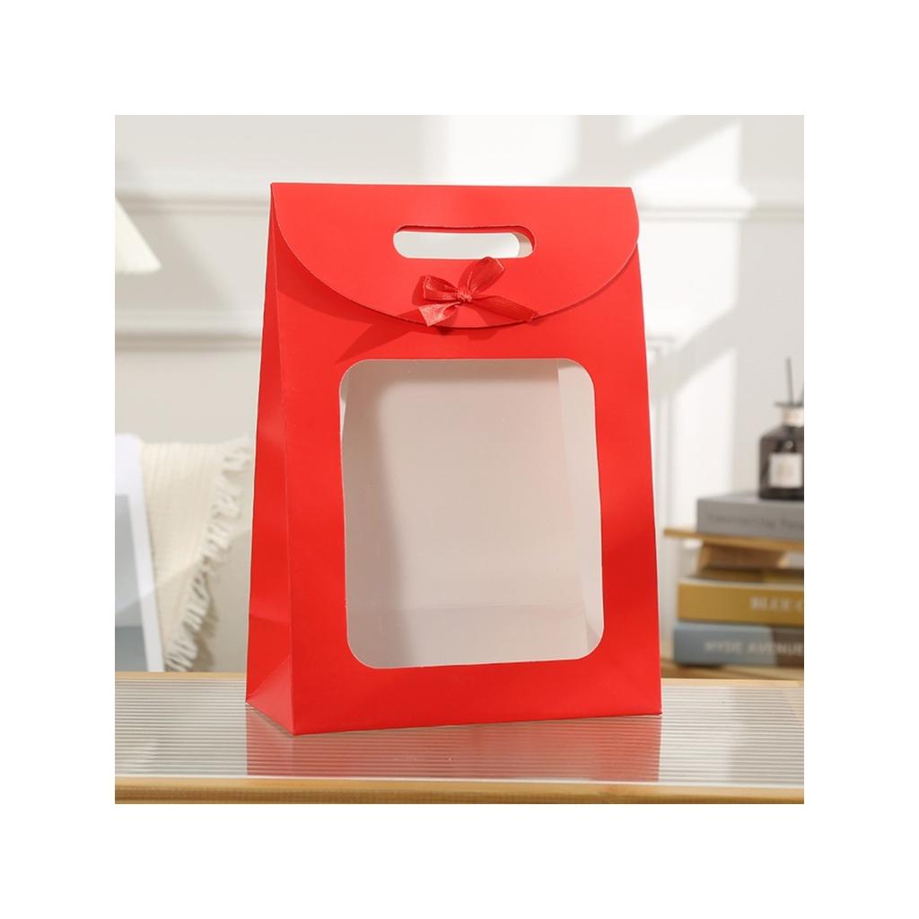 Foldable bow transparent gift bag, suitable for packaging small gifts for birthdays and holidays