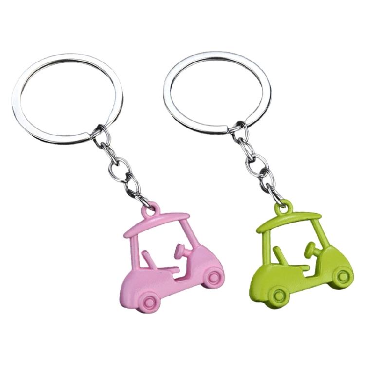 2pcs Realistic Zinc Alloy Golf Cart Pendant Keychain Golf Themed Keyring Souvenir For Enthusiasts Fashionable Gift