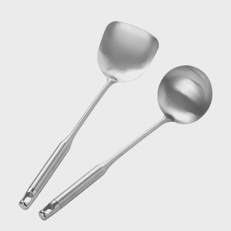 Set de spatulă și linguriță de supă din oțel inoxidabil - Anti-opărire pentru gătit și oale fierbinți