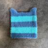 Ears Design Cats Knit Cap With Stripe Style For Daily Cold Weather Use Outdoor