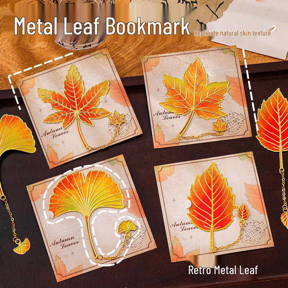 Exquisite Retro Leaf Metal Bookmark: High-End Chinese Style Page Clip for Students
