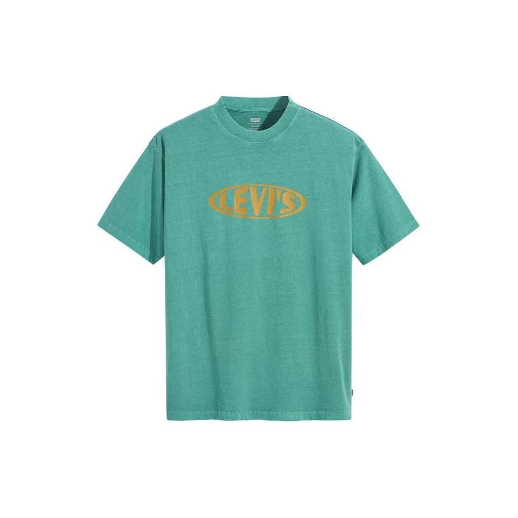 Levis Logo Print Loose Fit Crew Neck Short Sleeve T-Shirt Men Tops Green 87373-0010